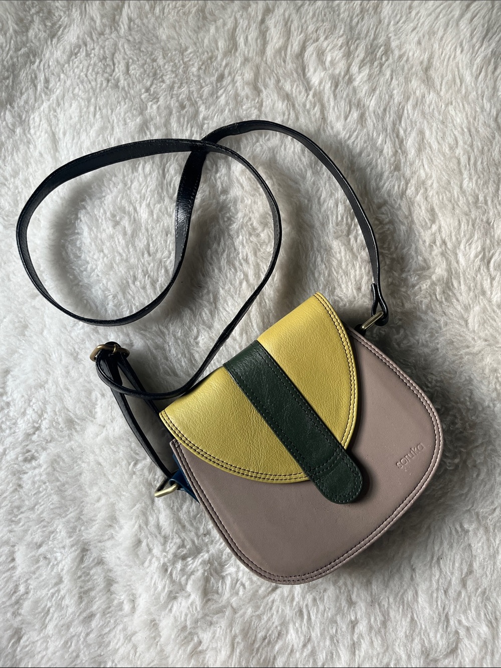 Soruka Crossbody Bag in Yellow, Green, navy & Taupe